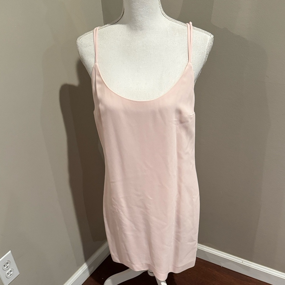 French Connection double strap matte jersey backless slip dress in pale pink